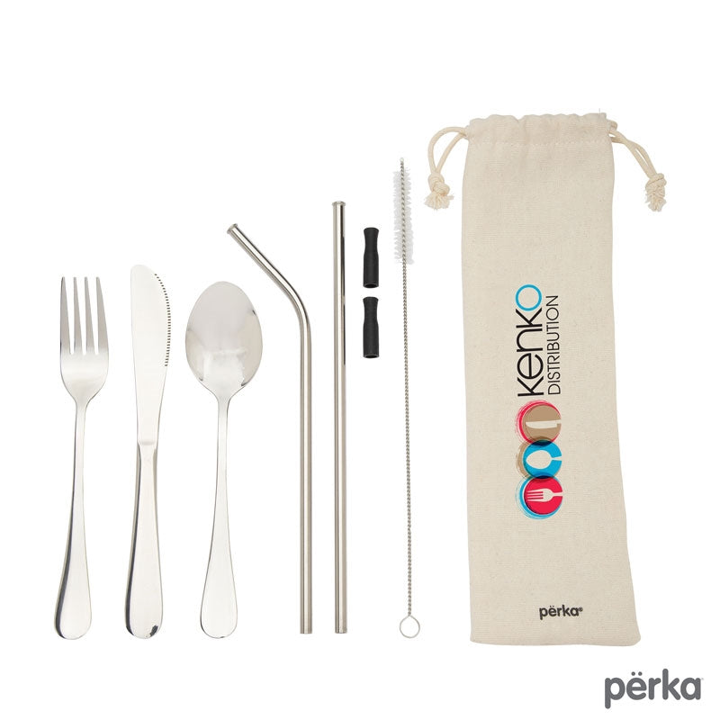 Perka® Castellana 6-Piece  Steel Straw & Utensil Set