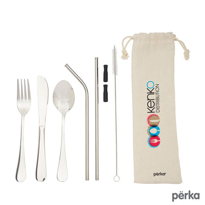 Perka® Castellana 6-Piece  Steel Straw & Utensil Set