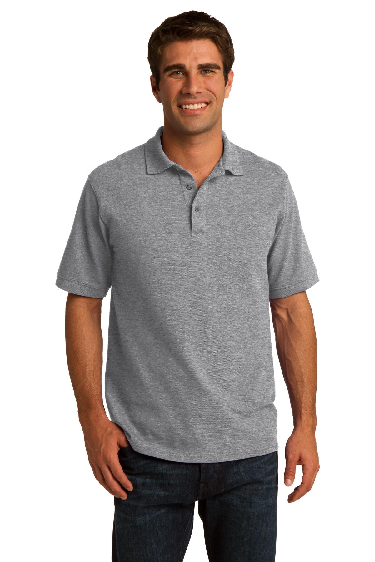 Front View of Athletic Hthr Port & Co Core Blend Pique Polo. KP155  - S