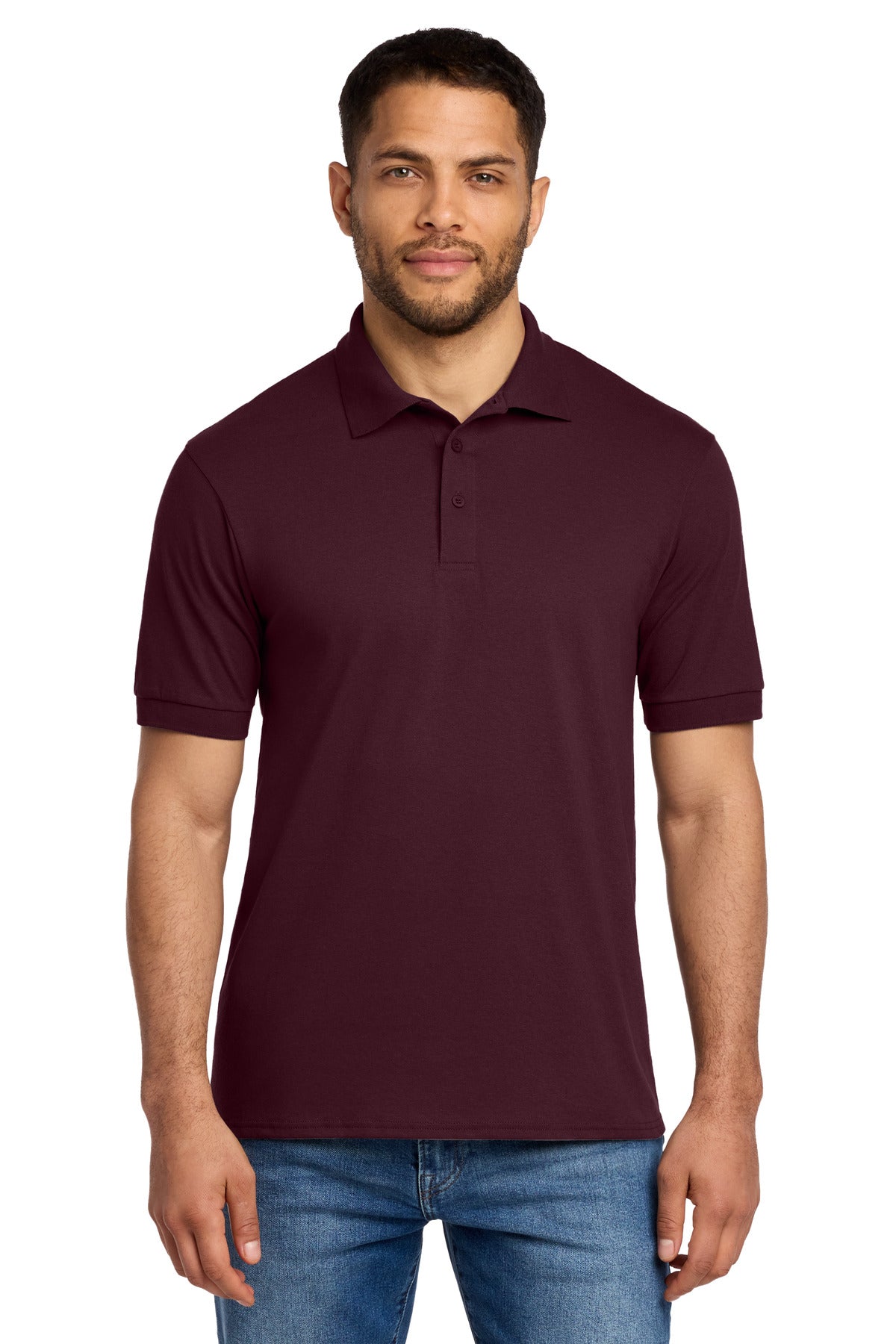 SanMar KP55T_athleticmaroon_model_front.jpg