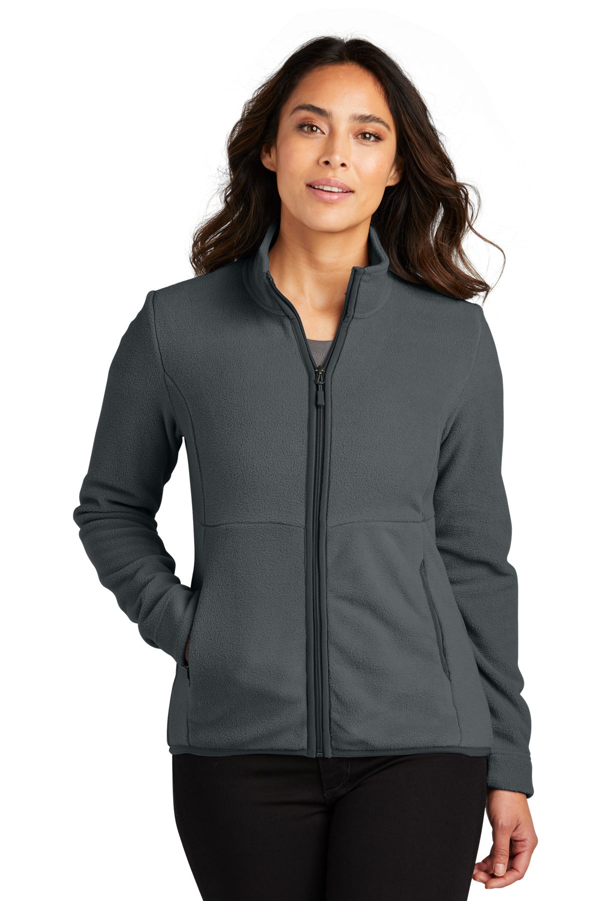 Front View of Charcoal Port Authority Women's Connection Fleece Jacket L110  - 4XL