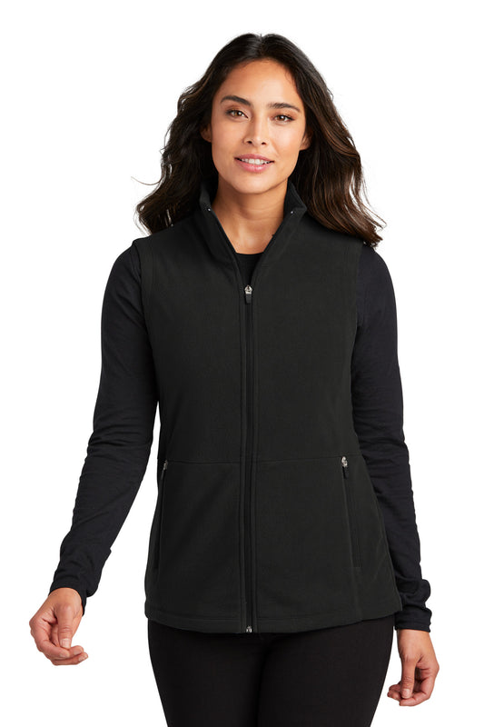 Front View of Black Port Authority Women's Accord Microfleece Vest L152  - L
