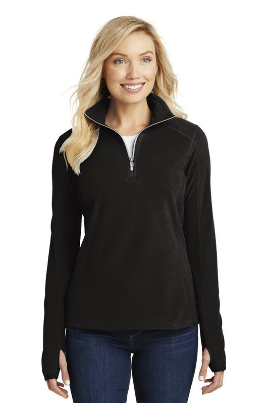Front View of Black Port Authority Women's Microfleece 1/2-Zip Pullover. L224  - 3XL