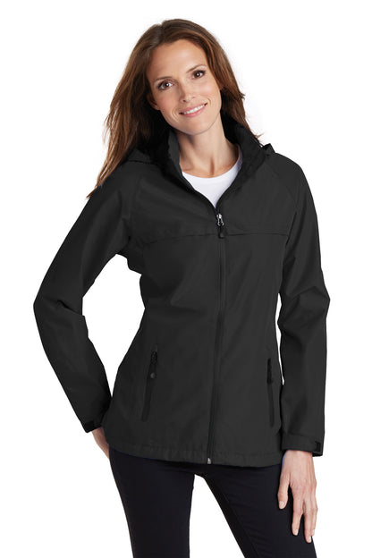 Front View of Black Port Authority Women's Torrent Waterproof Jacket. L333  - M