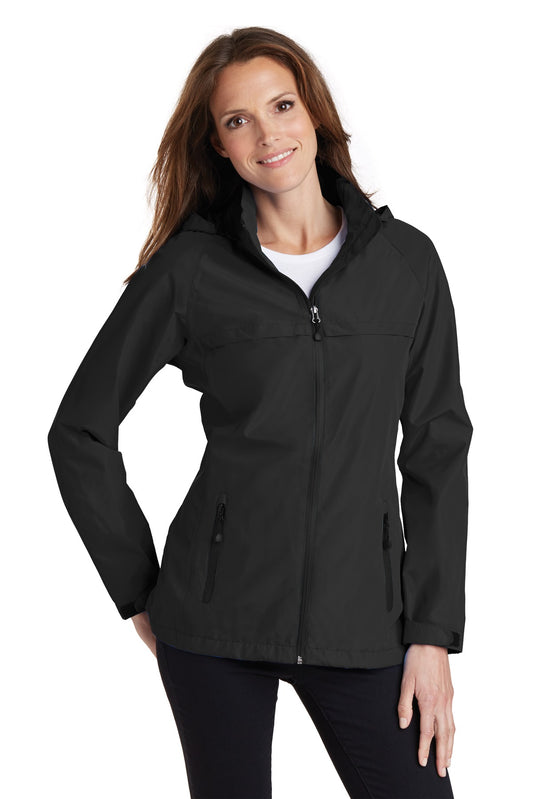 Front View of Black Port Authority Women's Torrent Waterproof Jacket. L333  - M