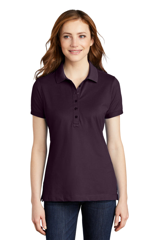 Front View of Aubergine Purp Port Authority Women's Stretch Pique Polo. L555  - 4XL