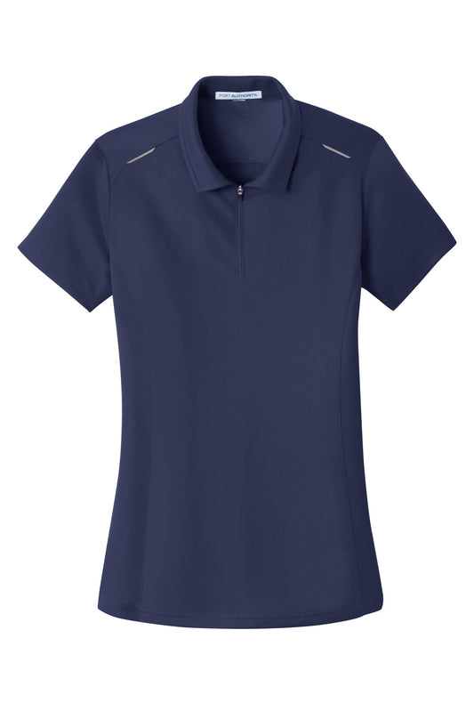Port Authority Women's Pinpoint Mesh Zip Polo. L580