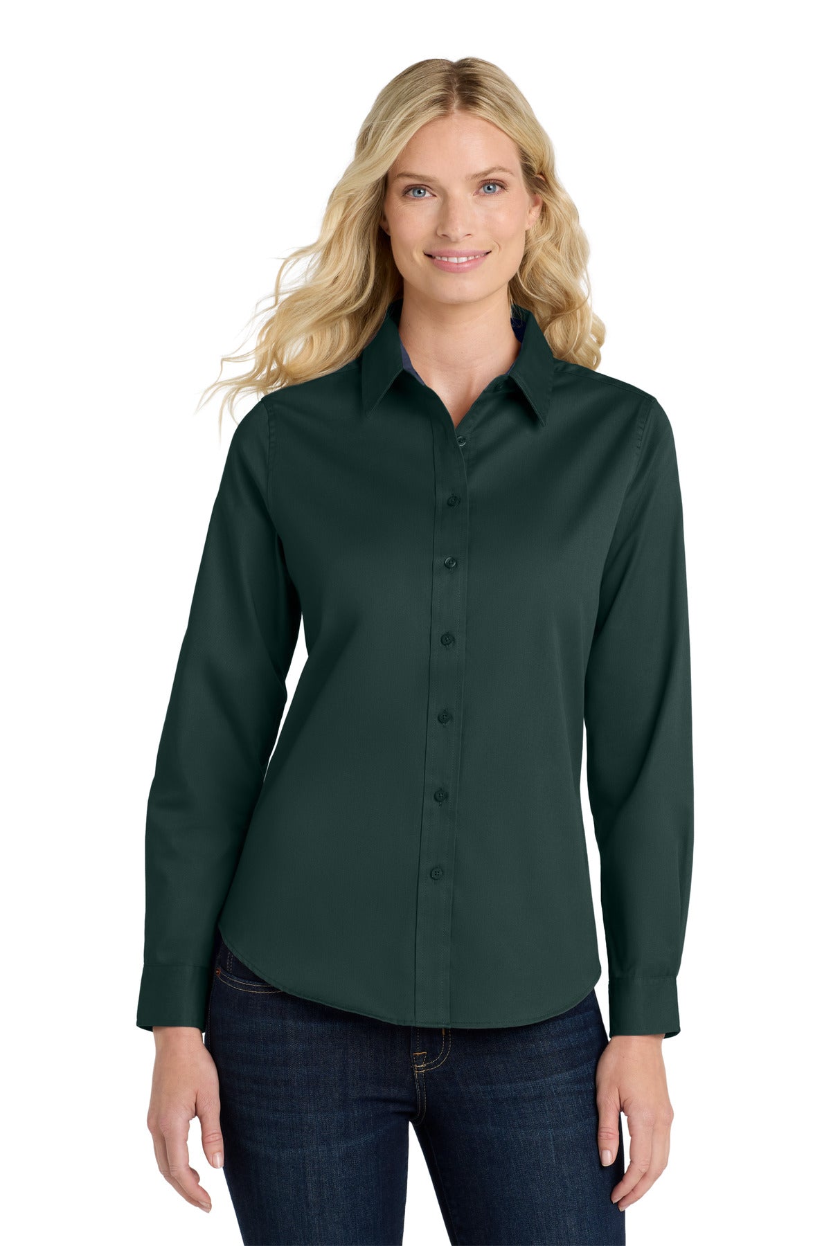 SanMar L608_darkgreennavy_model_front.jpg