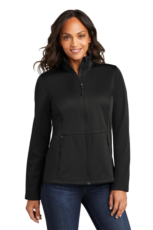 Front View of DeepBlack Port Authority Women's Flexshell Jacket L617  - XS