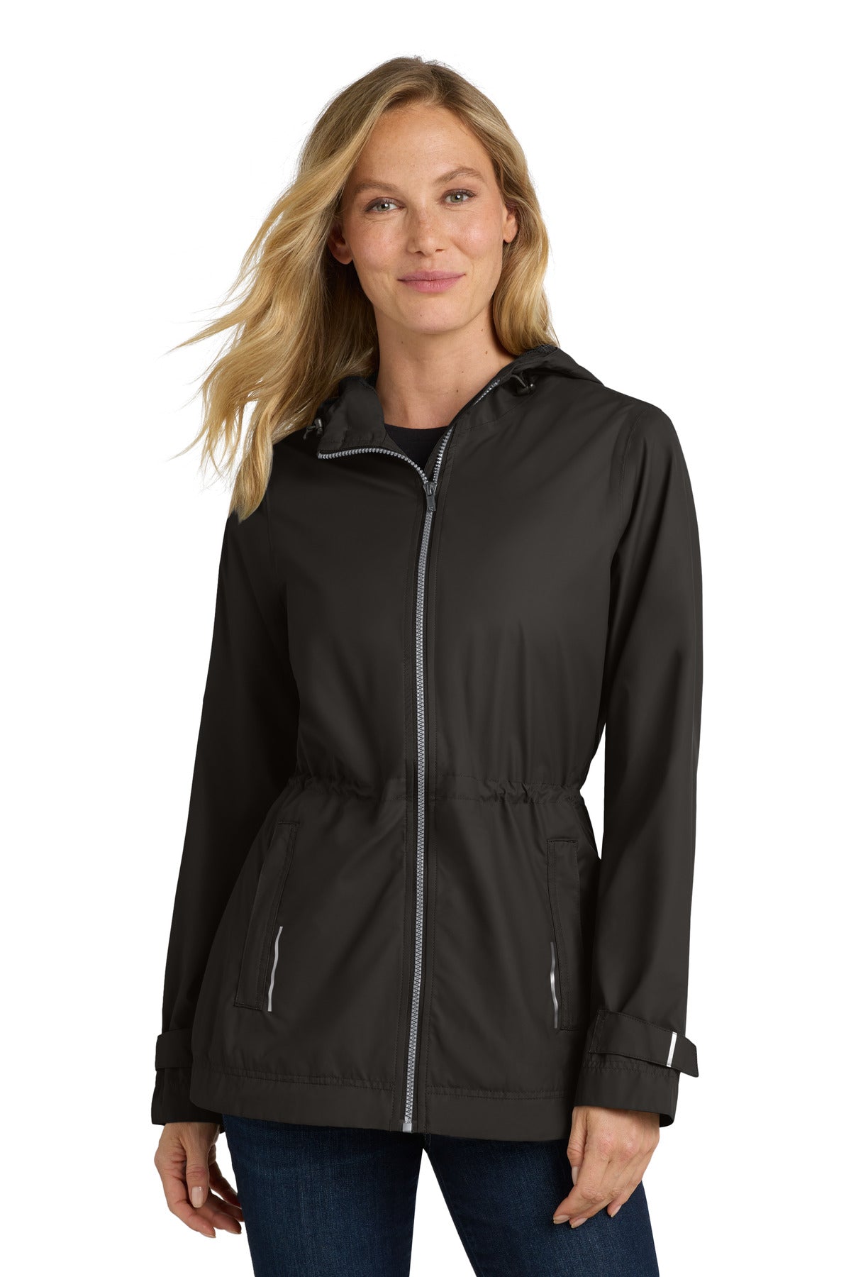 Front View of Black Port Authority Women's Northwest Slicker. L7710  - XXL