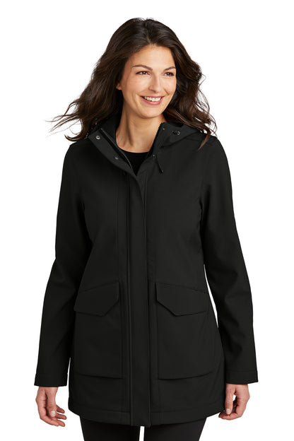 Front View of DeepBlack Port Authority Women's Collective Outer Soft Shell Parka L919  - XS