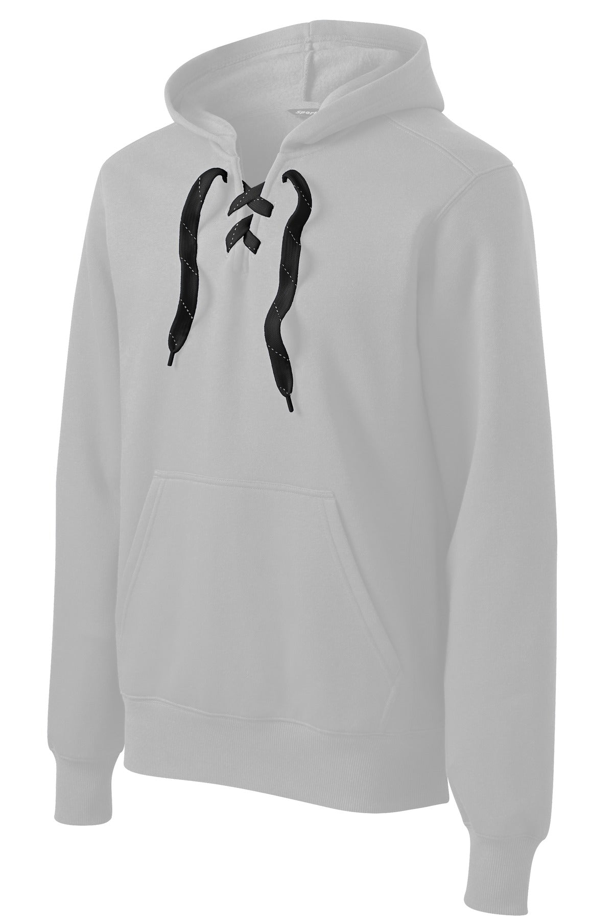 Front View of Black/White Sport-Tek Laces. LACE