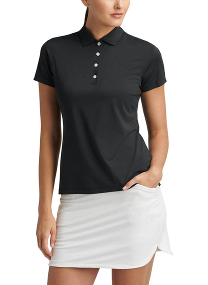 Peter Millar Women's Short-Sleeve Button Polo - Black - SM