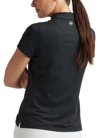 Peter Millar Women's Short-Sleeve Button Polo - Black - MD