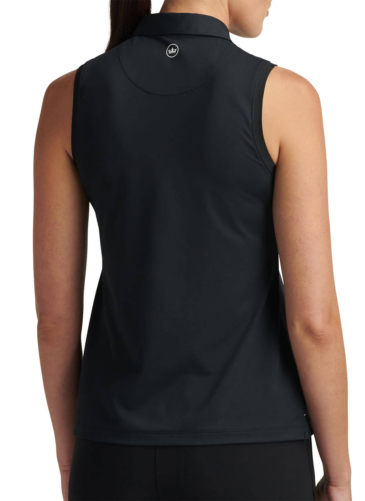 Peter Millar Women's Banded Sport Mesh Sleeveless Button Polo - Black - MD