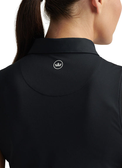 Peter Millar Women's Banded Sport Mesh Sleeveless Button Polo - Black - XL