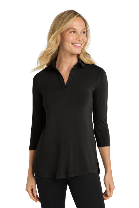 Front View of DeepBlack Port Authority Women's Luxe Knit Tunic. LK5601  - XS