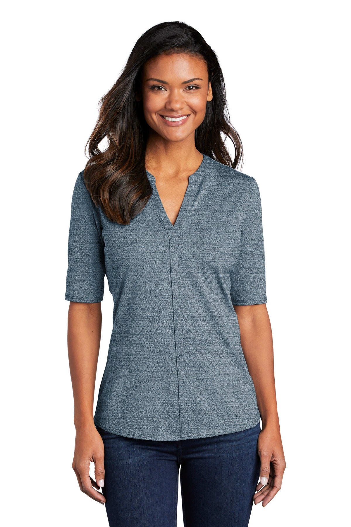 Port Authority Women's Stretch Heather Open Neck Top LK583