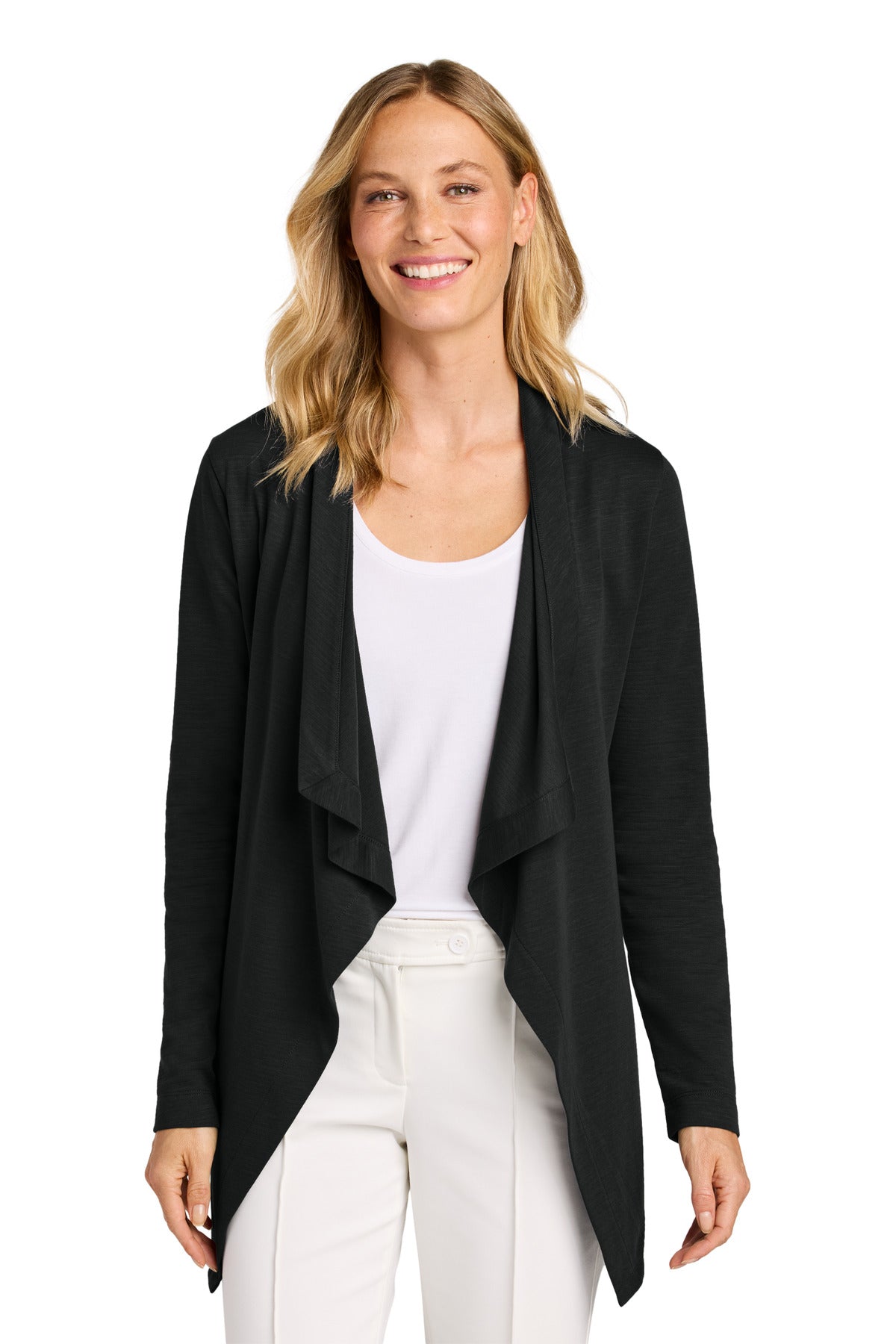 Front View of DeepBlack Port Authority Women's Breakwater Open Cardigan LK820  - XL