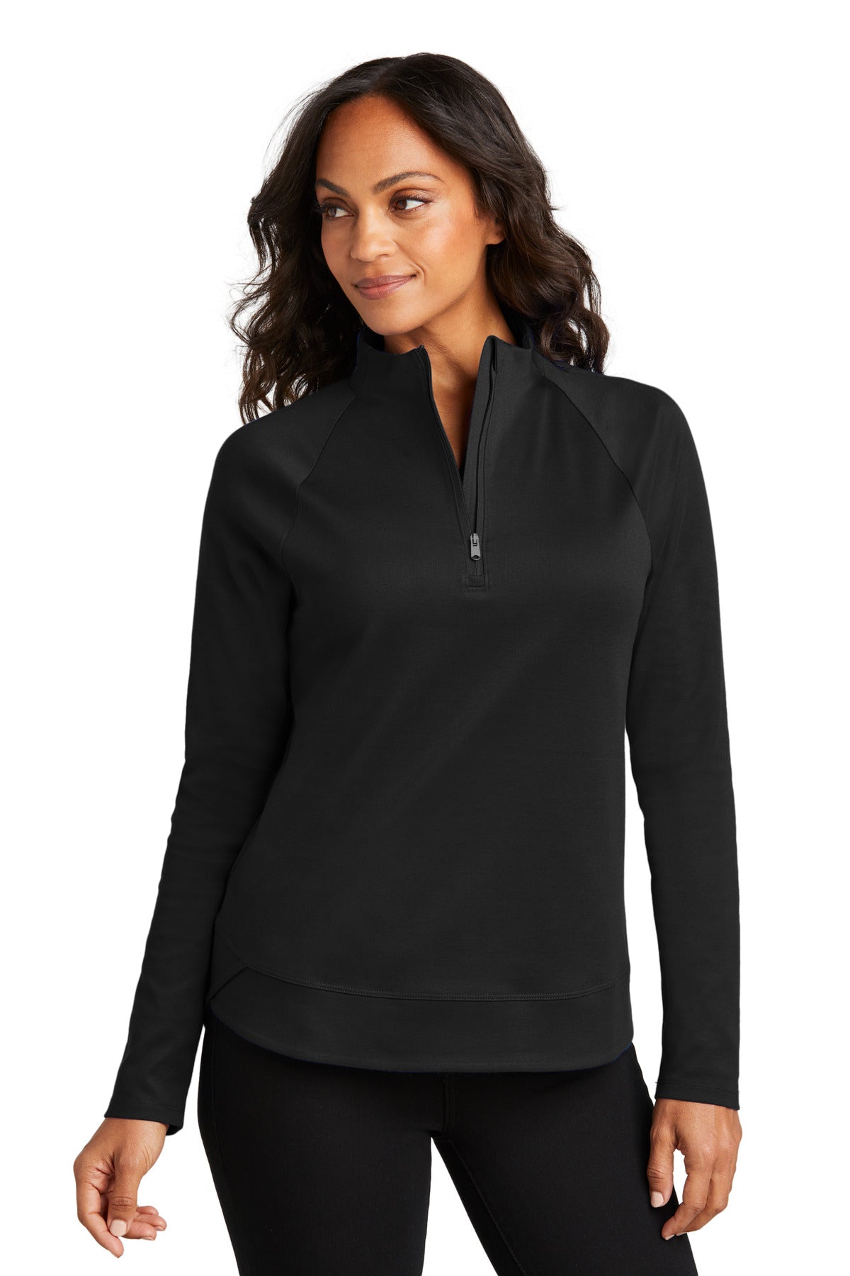 Front View of DeepBlack Port Authority Women's C-FREE Cypress 1/4-Zip LK870  - S