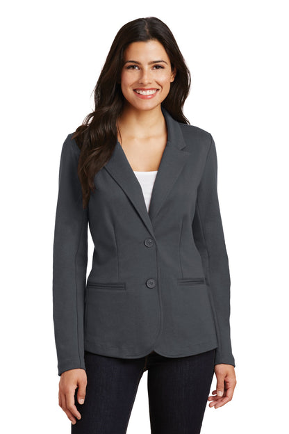 Front View of Battleship Gry Port Authority Women's Knit Blazer. LM2000  - S