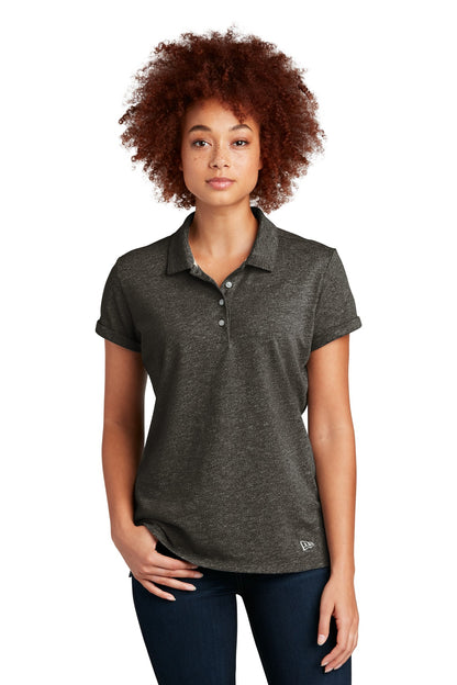 Front View of Black Twist New Era Women's Slub Twist Polo LNEA301  - XS