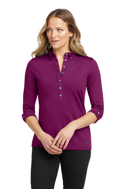 Front View of Berry Burst OGIO Women's Gauge Polo. LOG122  - XS