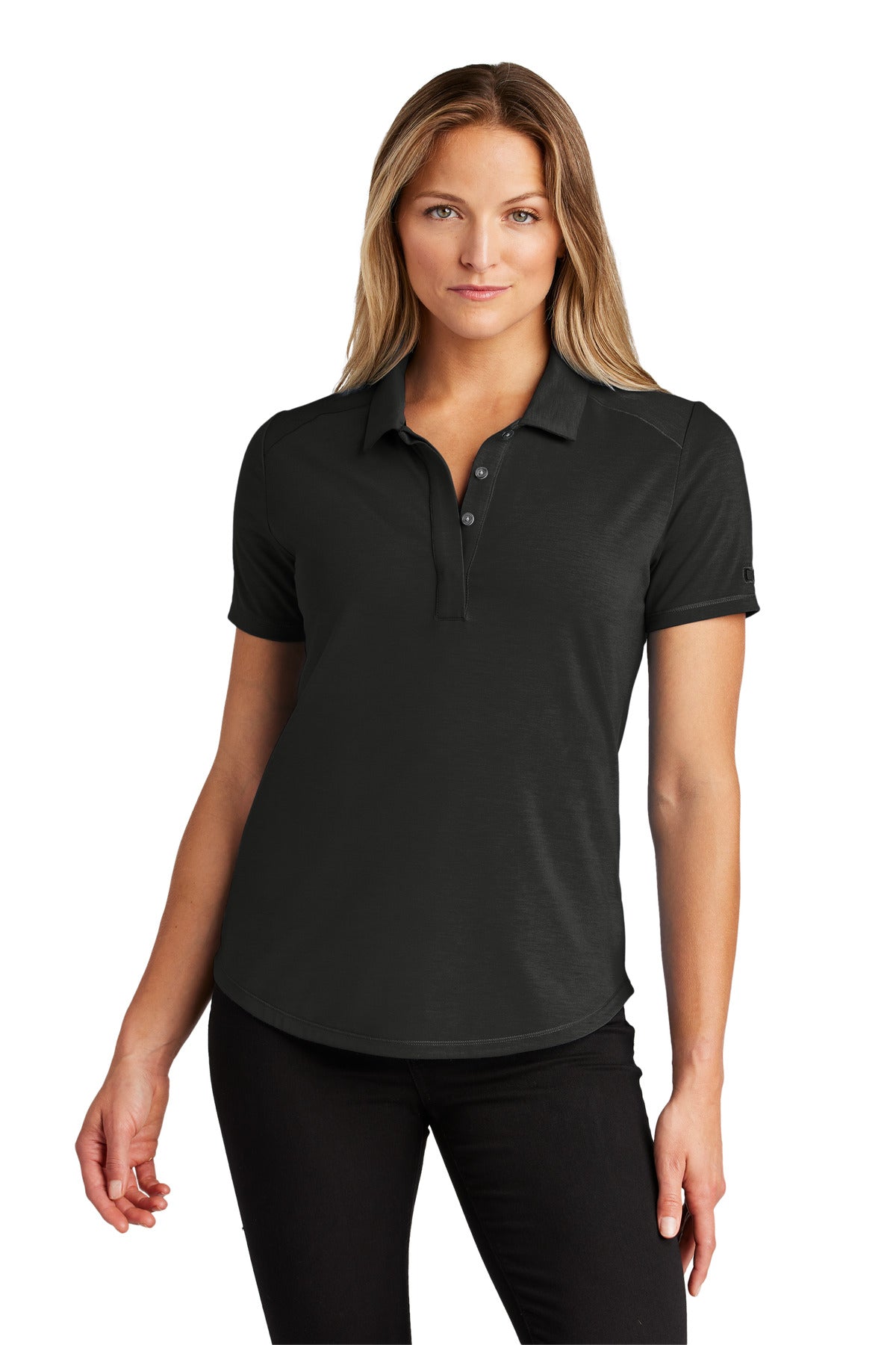 Front View of Blacktop OGIO Women's Motion Polo LOG152  - XS