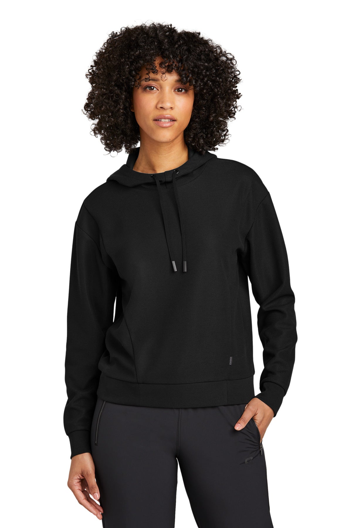 Front View of Blacktop OGIO Women's Revive Hoodie LOG162  - XS