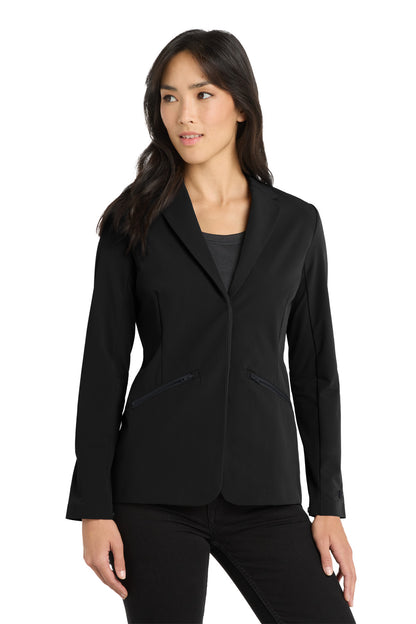 Front View of Blacktop OGIO Women's Fusion Blazer LOG824  - XS