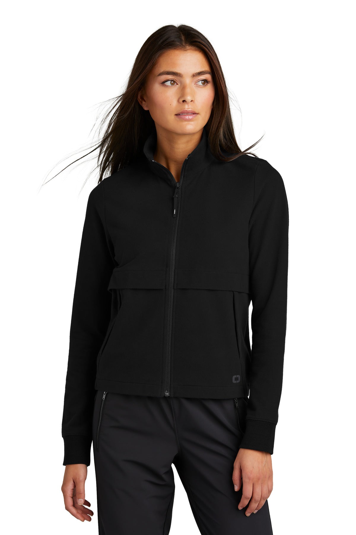 Front View of Blacktop OGIO Women's Outstretch Full-Zip LOG830  - XS