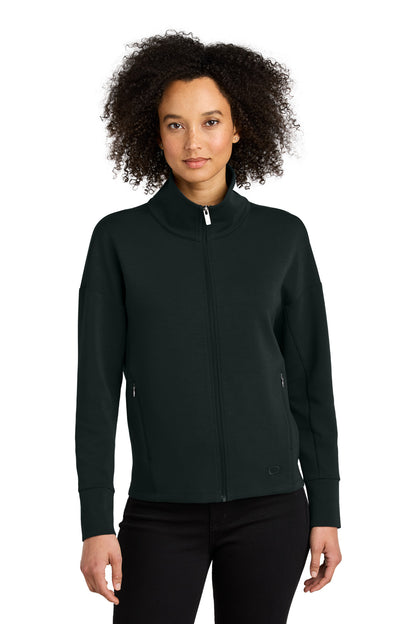 Front View of Blacktop OGIO Women's Transcend Full-Zip LOG860  - XS