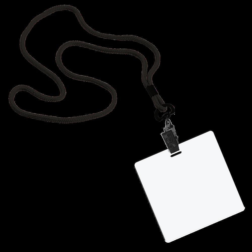 1/8" Polyester Cord Lanyard with Bulldog Clip and 3 1/2"x3 1/2" ID Badge