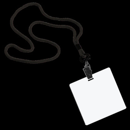 1/8" Polyester Cord Lanyard with Bulldog Clip and 3 1/2"x3 1/2" ID Badge