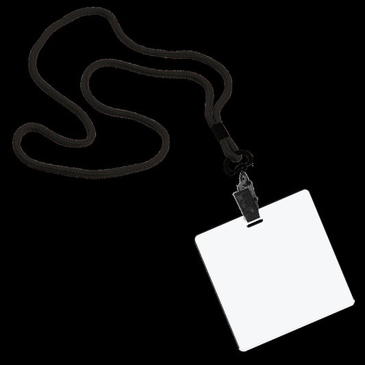 1/8" Polyester Cord Lanyard with Bulldog Clip and 3 1/2"x3 1/2" ID Badge