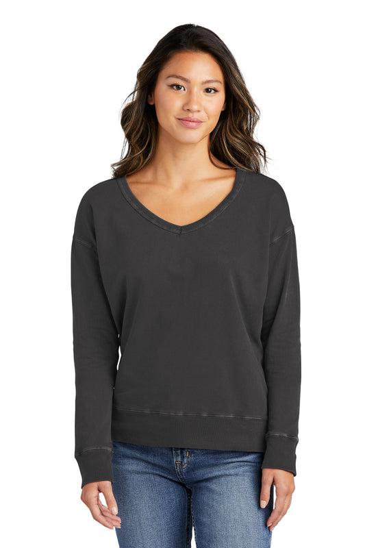 Front View of Coal Port & Co Women's Beach Wash Garment-Dyed V-Neck Sweatshirt LPC098V  - M