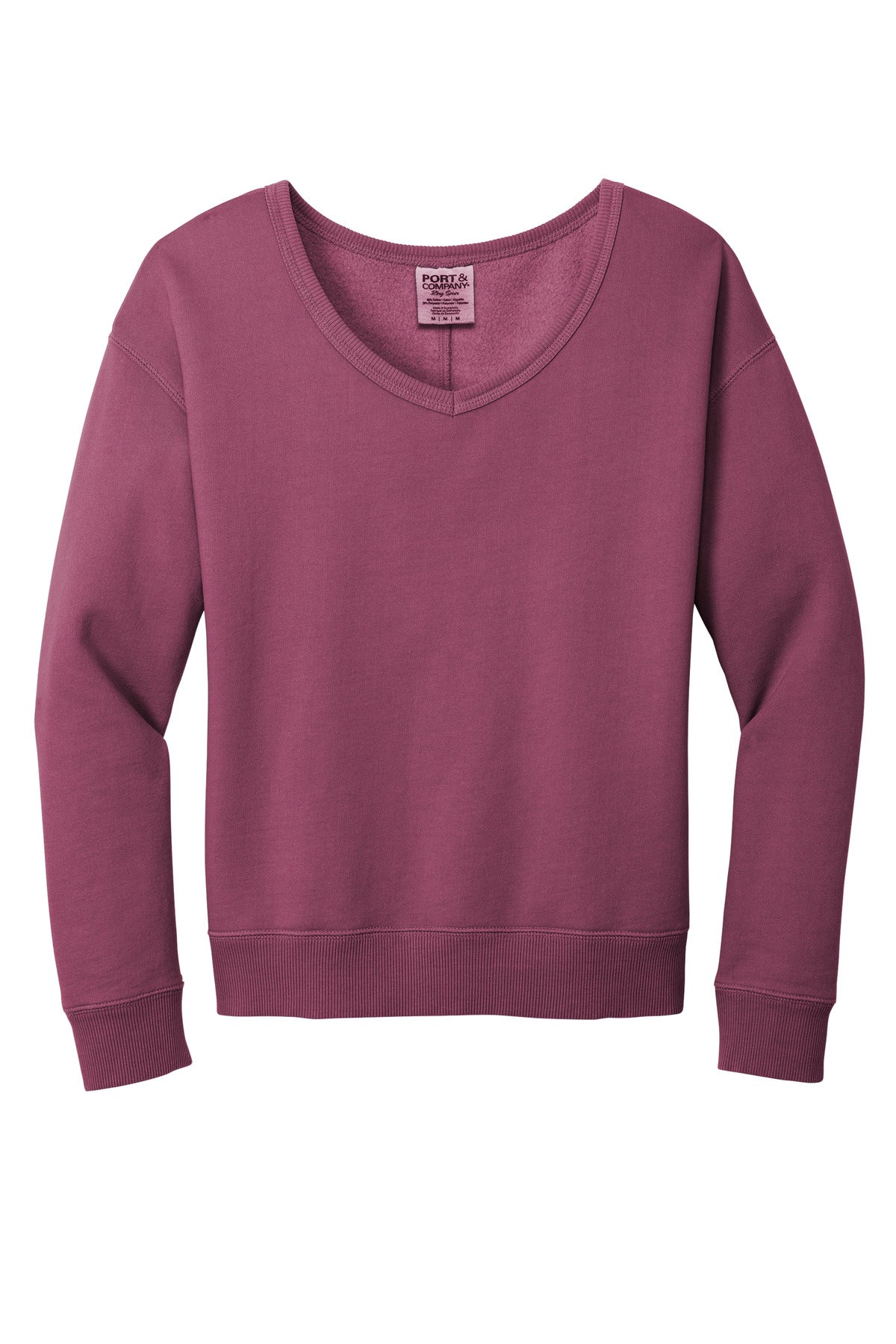 Port & Co Women's Beach Wash Garment-Dyed V-Neck Sweatshirt LPC098V