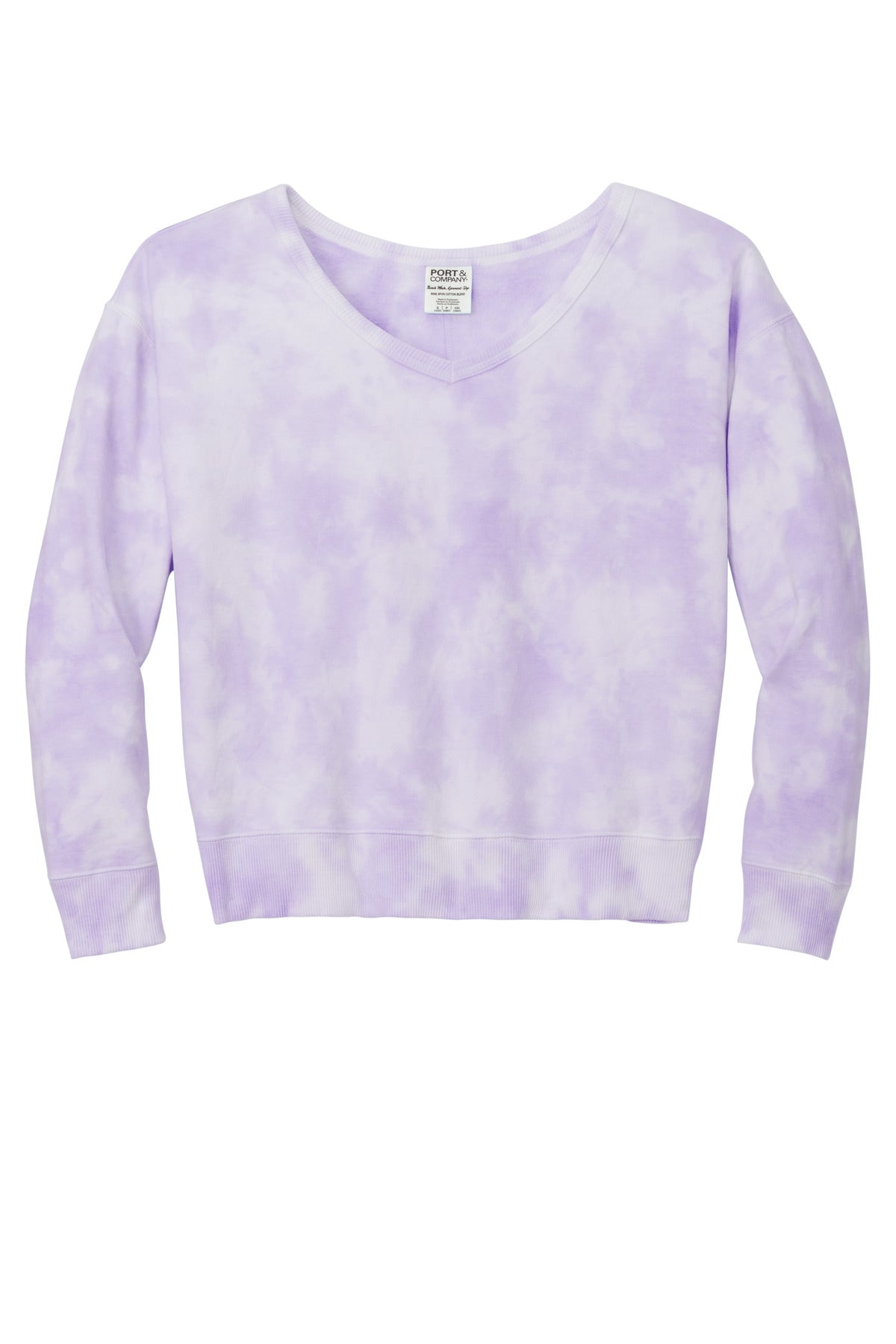 Port & Co Women's Beach Wash Cloud Tie-Dye V-Neck Sweatshirt LPC140V