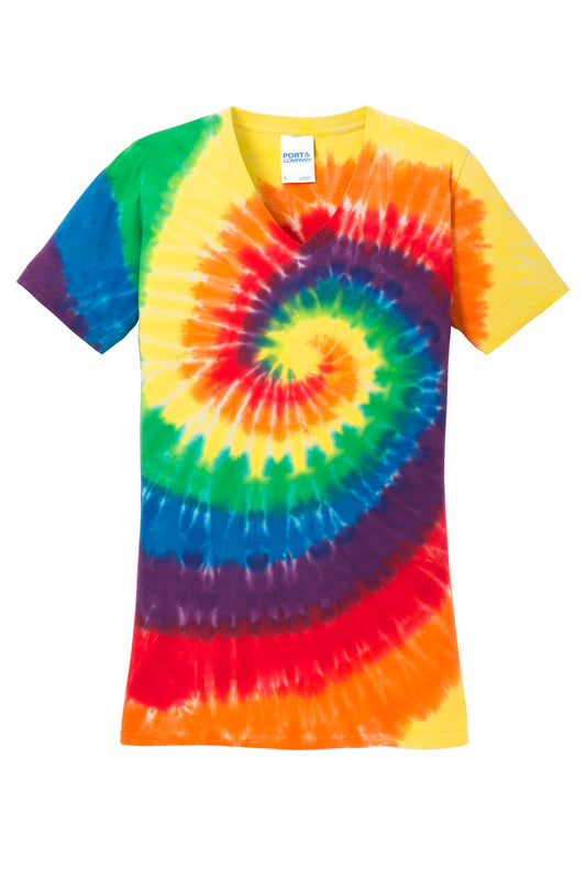 Port & Co Women's Tie-Dye V-Neck Tee. LPC147V