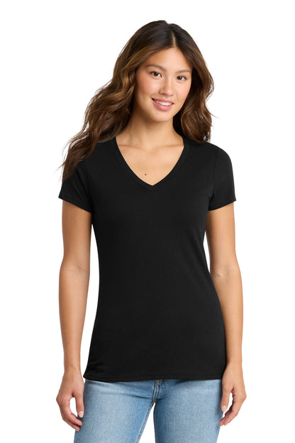 Front View of Black Port & Co Women's Tri-Blend V-Neck Tee. LPC330V  - M