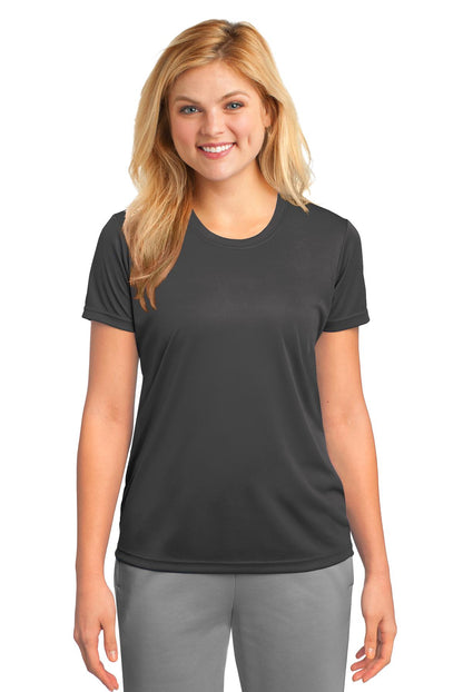 Front View of Charcoal Port & Co Women's Performance Tee. LPC380  - XXL