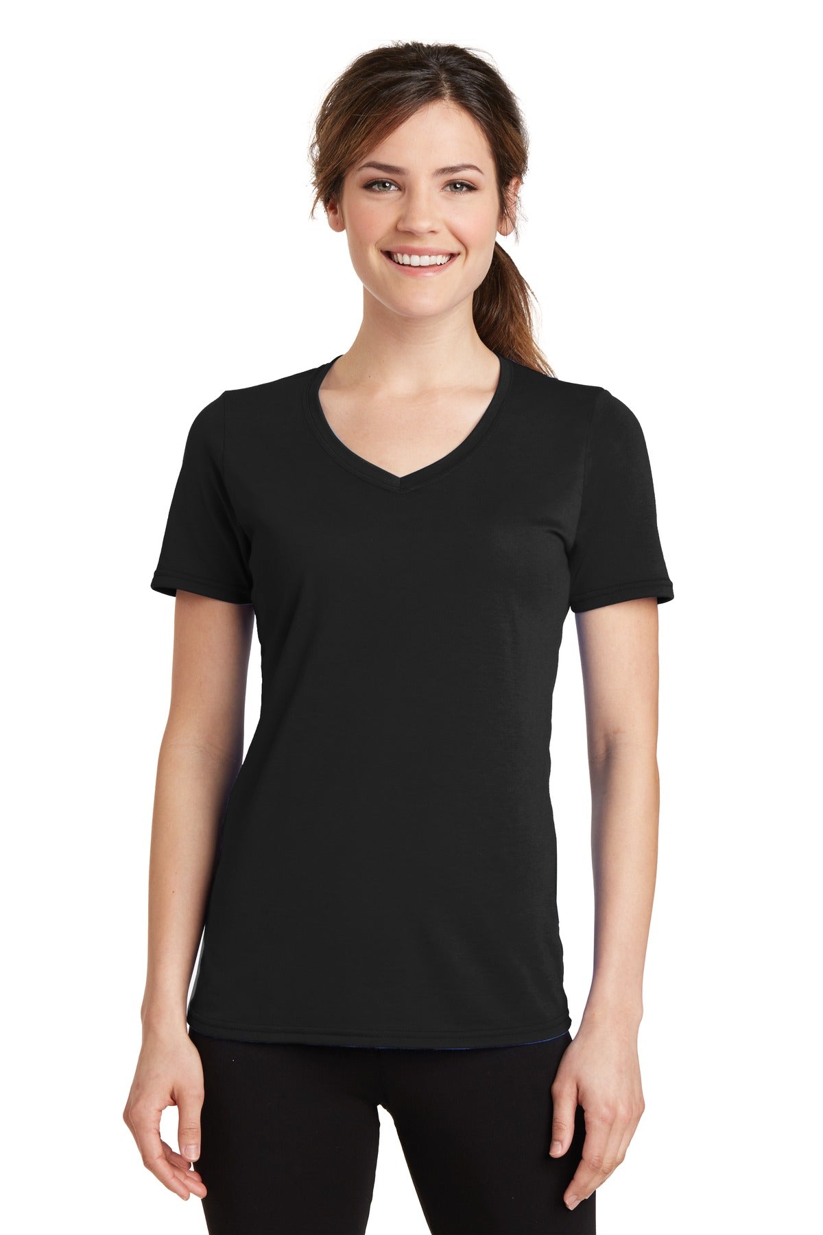 Port & Co Women's Performance Blend V-Neck Tee. LPC381V