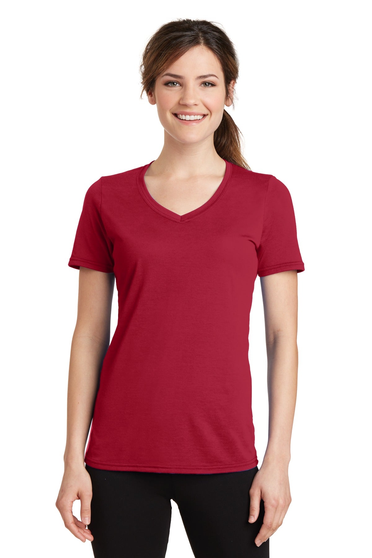 Port & Co Women's Performance Blend V-Neck Tee. LPC381V