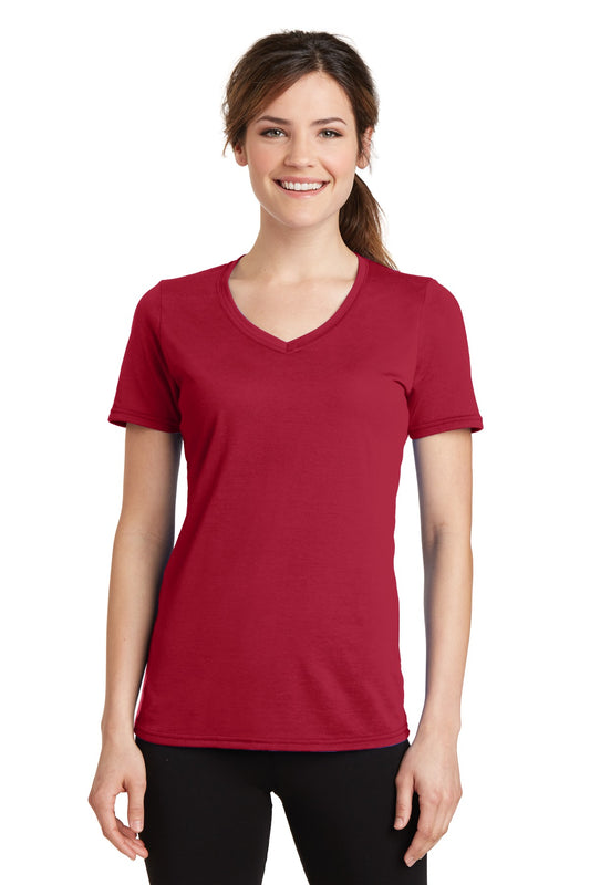 Port & Co Women's Performance Blend V-Neck Tee. LPC381V