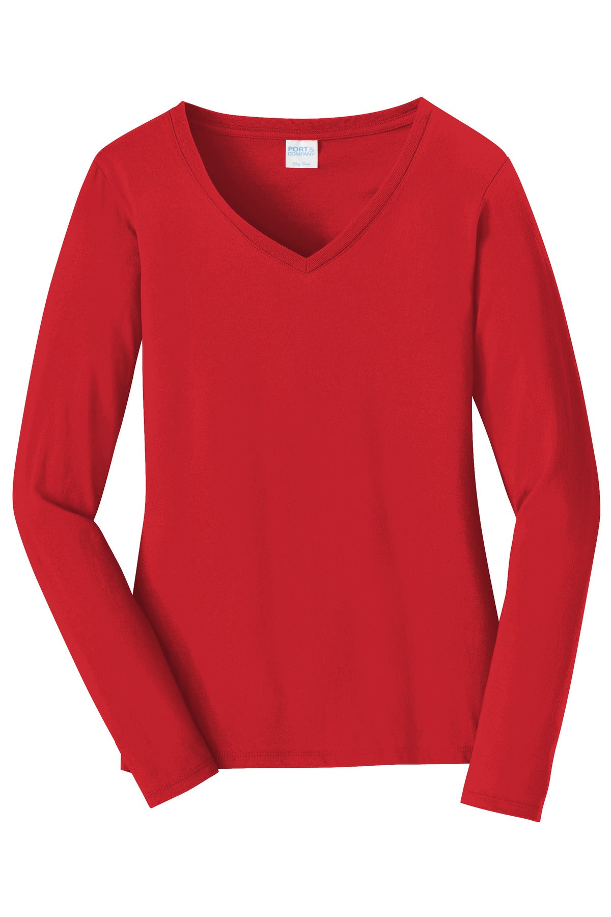Port & Co Women's Long Sleeve Fan Favorite V-Neck Tee. LPC450VLS