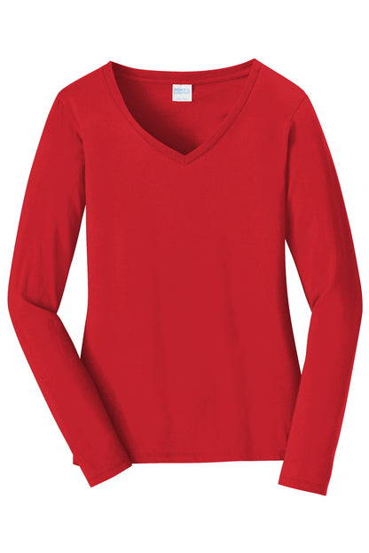 Port & Co Women's Long Sleeve Fan Favorite V-Neck Tee. LPC450VLS