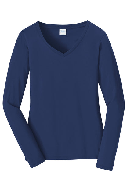 Port & Co Women's Long Sleeve Fan Favorite V-Neck Tee. LPC450VLS
