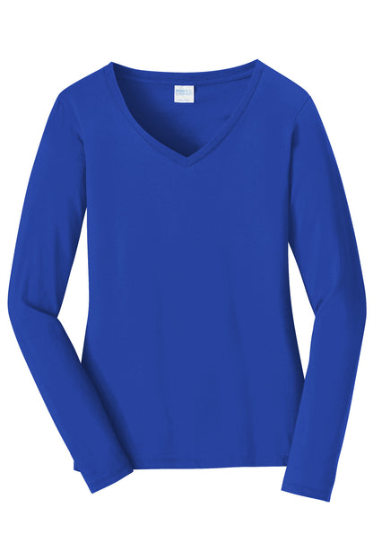 Port & Co Women's Long Sleeve Fan Favorite V-Neck Tee. LPC450VLS