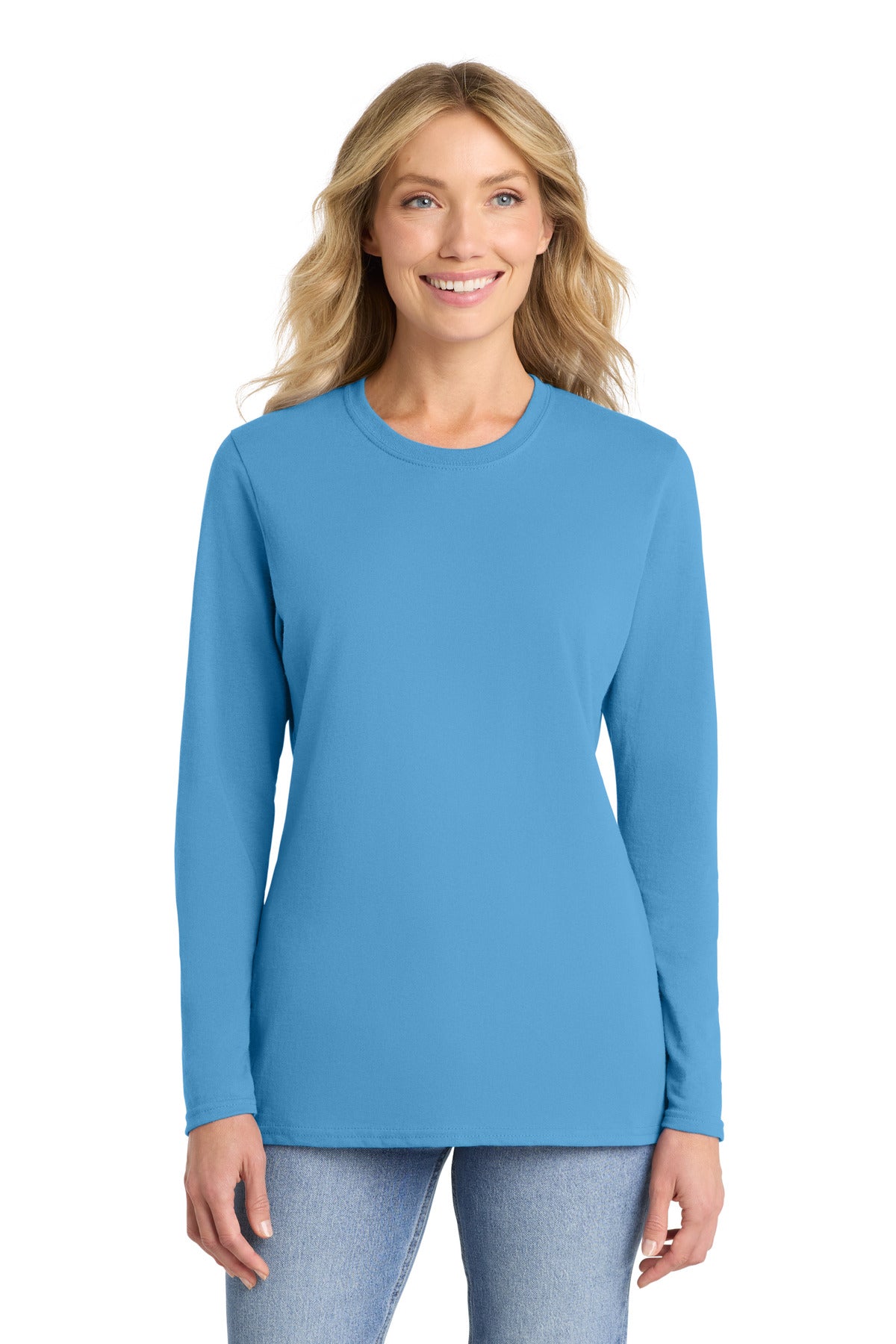 SanMar LPC54LS_aquaticblue_model_front.jpg