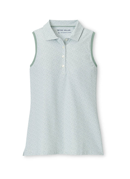 Peter Millar Women's Tee It Up Banded Sport Mesh Sleeveless Button Polo - Willow - XS